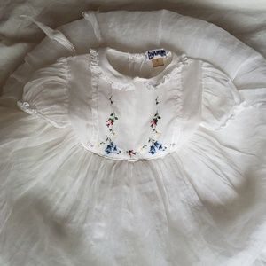 Vintage baby girl embroidered smock dress